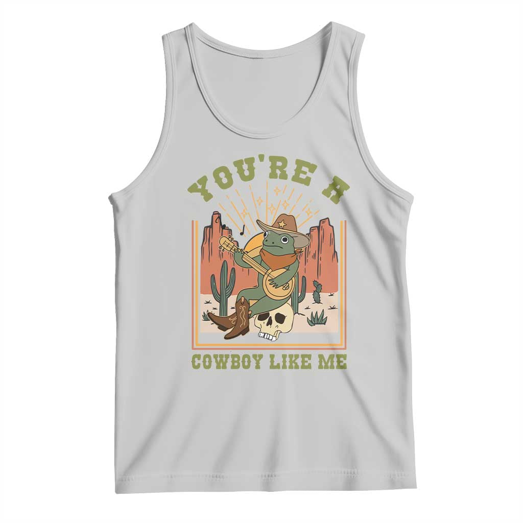 Cottagecore Aesthetic Frog Tank Top You're A Cowboy Like Me Playing Banjo Western Style TS02 Ash Print Your Wear