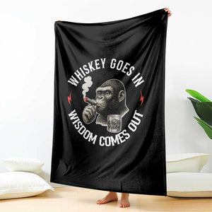 Funny Gorilla Whiskey Goes In Wisdom Comes Out Throw Blanket Cigarette and Drinking Addict Humor TS02 Print Your Wear