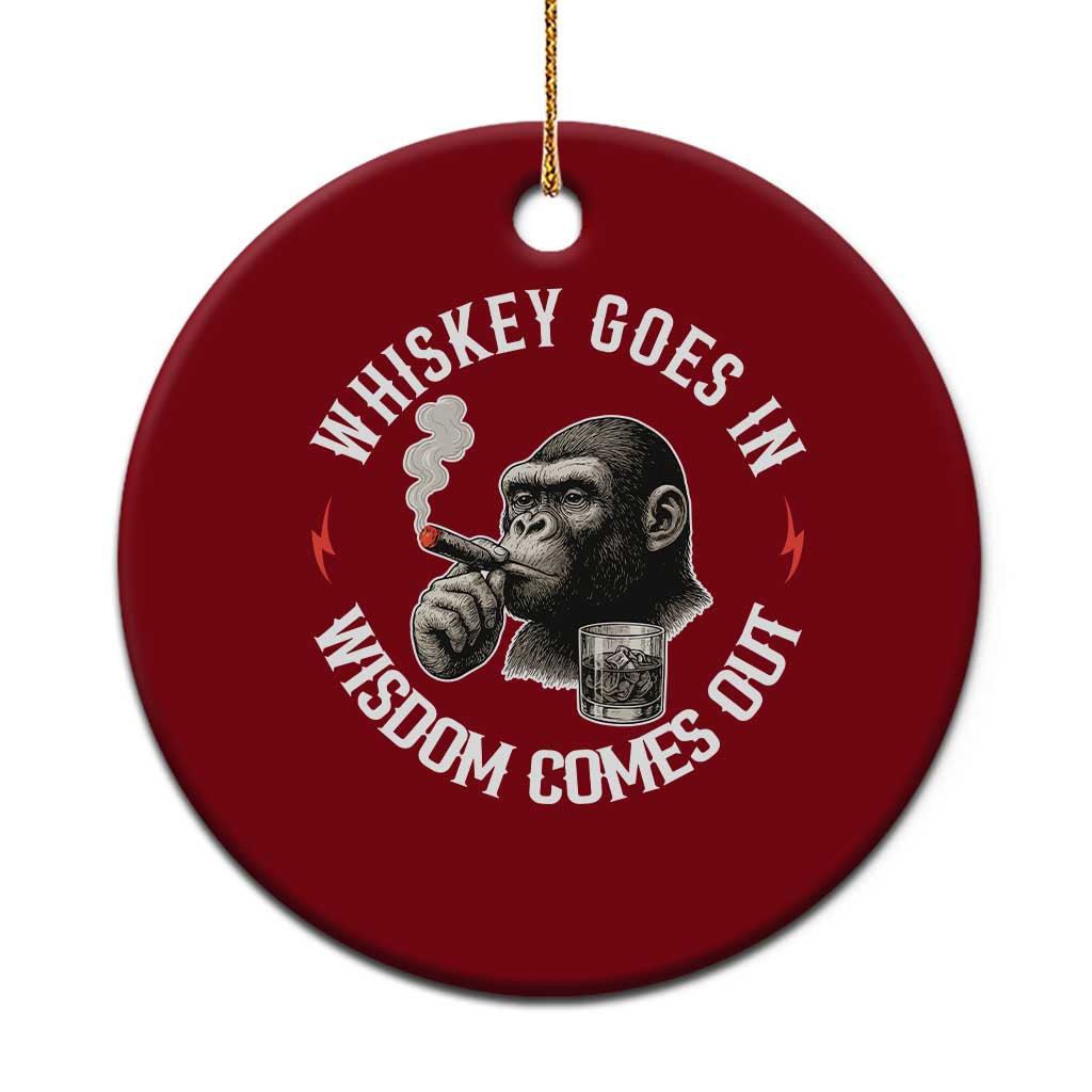Funny Gorilla Whiskey Goes In Wisdom Comes Out Ceramic Ornament Cigarette and Drinking Addict Humor TS02 1pc Red Print Your Wear