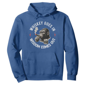 Funny Gorilla Whiskey Goes In Wisdom Comes Out Hoodie Cigarette and Drinking Addict Humor TS02 Royal Blue Print Your Wear