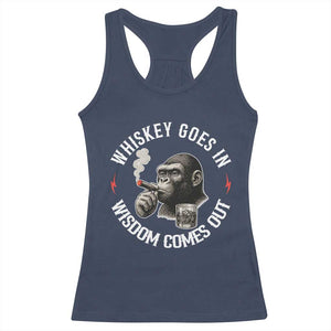Funny Gorilla Whiskey Goes In Wisdom Comes Out Racerback Tank Top Cigarette and Drinking Addict Humor TS02 Navy Print Your Wear