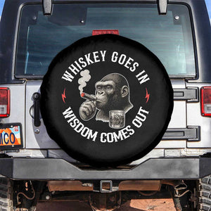 Funny Gorilla Whiskey Goes In Wisdom Comes Out Spare Tire Cover Cigarette and Drinking Addict Humor TS02 No hole Black Print Your Wear
