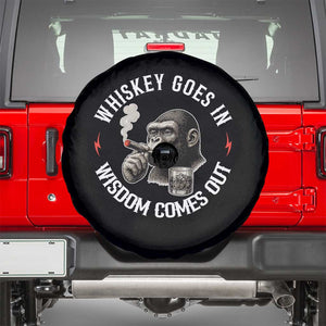 Funny Gorilla Whiskey Goes In Wisdom Comes Out Spare Tire Cover Cigarette and Drinking Addict Humor TS02 Black Print Your Wear