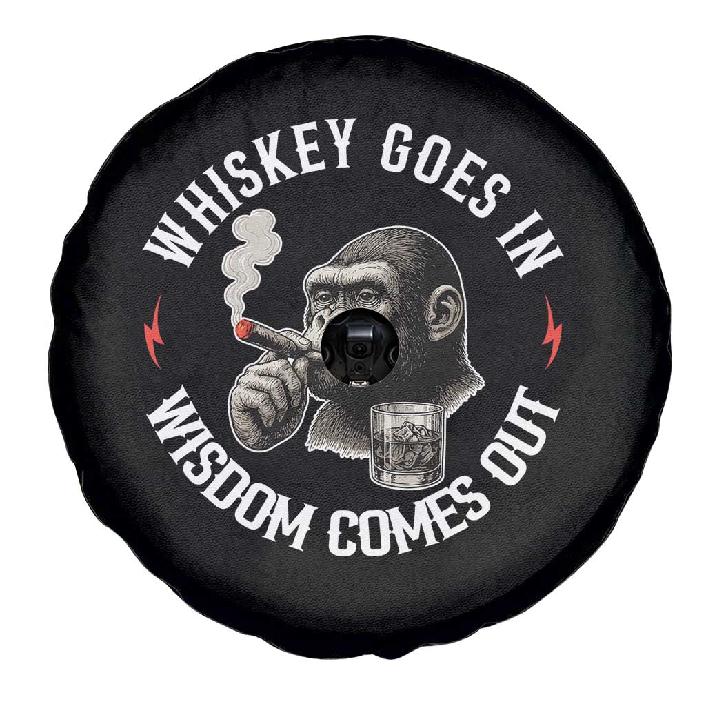 Funny Gorilla Whiskey Goes In Wisdom Comes Out Spare Tire Cover Cigarette and Drinking Addict Humor TS02 Print Your Wear