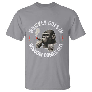 Funny Gorilla Whiskey Goes In Wisdom Comes Out T Shirt Cigarette and Drinking Addict Humor TS02 Sport Gray Print Your Wear