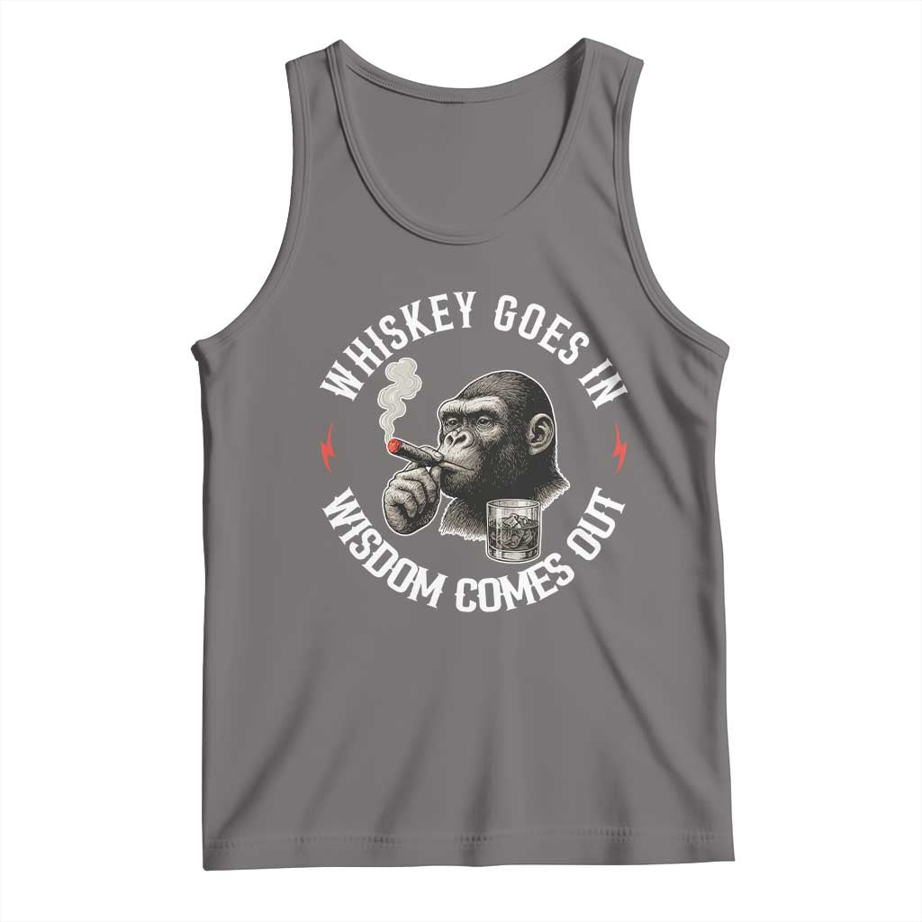 Funny Gorilla Whiskey Goes In Wisdom Comes Out Tank Top Cigarette and Drinking Addict Humor TS02 Deep Heather Print Your Wear