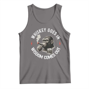 Funny Gorilla Whiskey Goes In Wisdom Comes Out Tank Top Cigarette and Drinking Addict Humor TS02 Deep Heather Print Your Wear