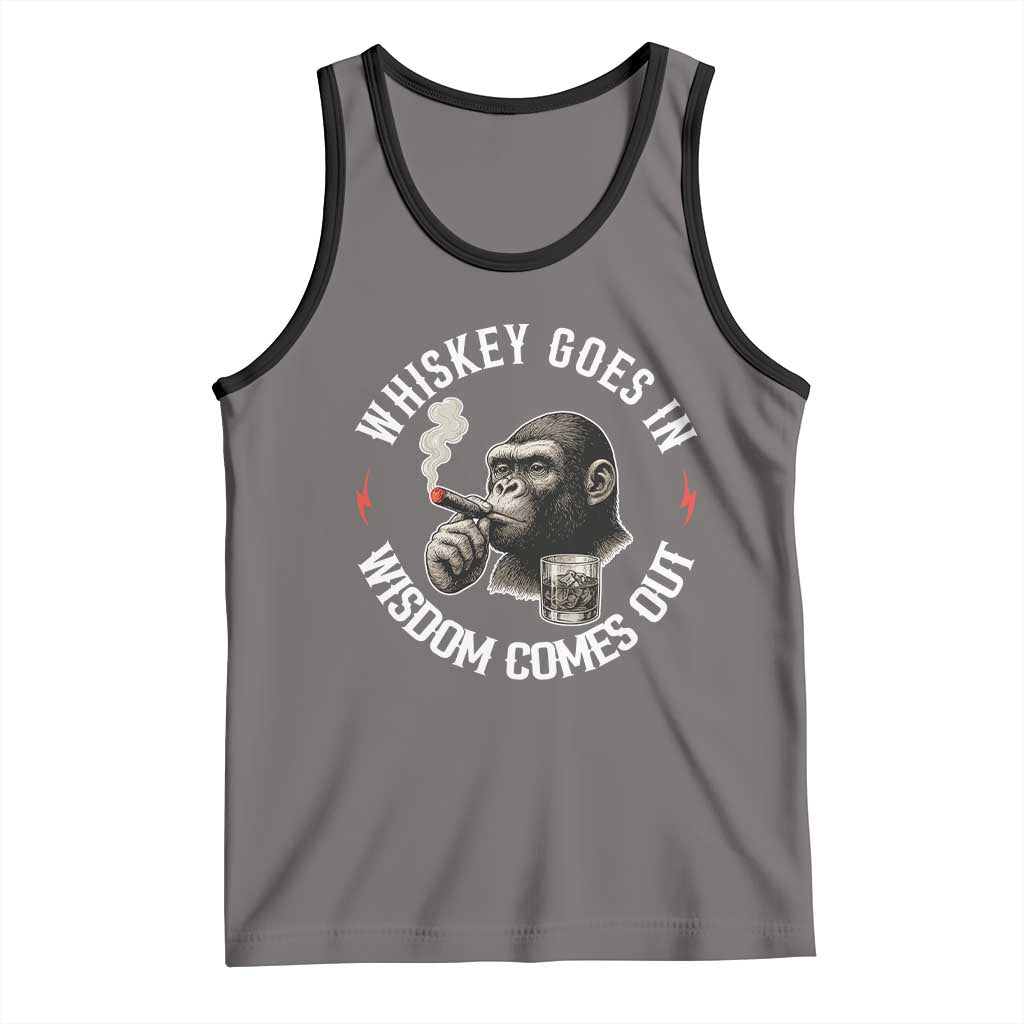 Funny Gorilla Whiskey Goes In Wisdom Comes Out Tank Top Cigarette and Drinking Addict Humor TS02 Deep Heather Black Print Your Wear