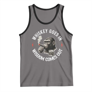 Funny Gorilla Whiskey Goes In Wisdom Comes Out Tank Top Cigarette and Drinking Addict Humor TS02 Deep Heather Black Print Your Wear