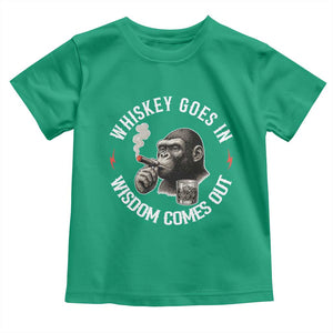 Funny Gorilla Whiskey Goes In Wisdom Comes Out Toddler T Shirt Cigarette and Drinking Addict Humor TS02 Irish Green Print Your Wear