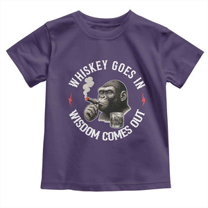 Funny Gorilla Whiskey Goes In Wisdom Comes Out Toddler T Shirt Cigarette and Drinking Addict Humor TS02 Purple Print Your Wear