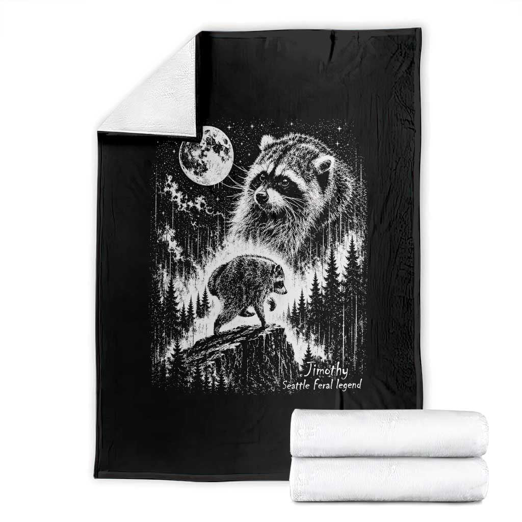 Jimothy Three Raccoon Moon Parody Wildlife Graphic Throw Blanket Vintage Seattle Feral Legend Trash Panda Meme TS02 Black Print Your Wear