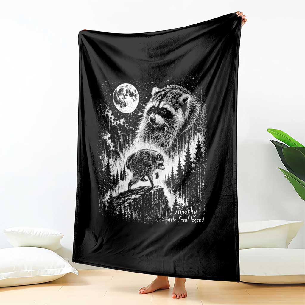 Jimothy Three Raccoon Moon Parody Wildlife Graphic Throw Blanket Vintage Seattle Feral Legend Trash Panda Meme