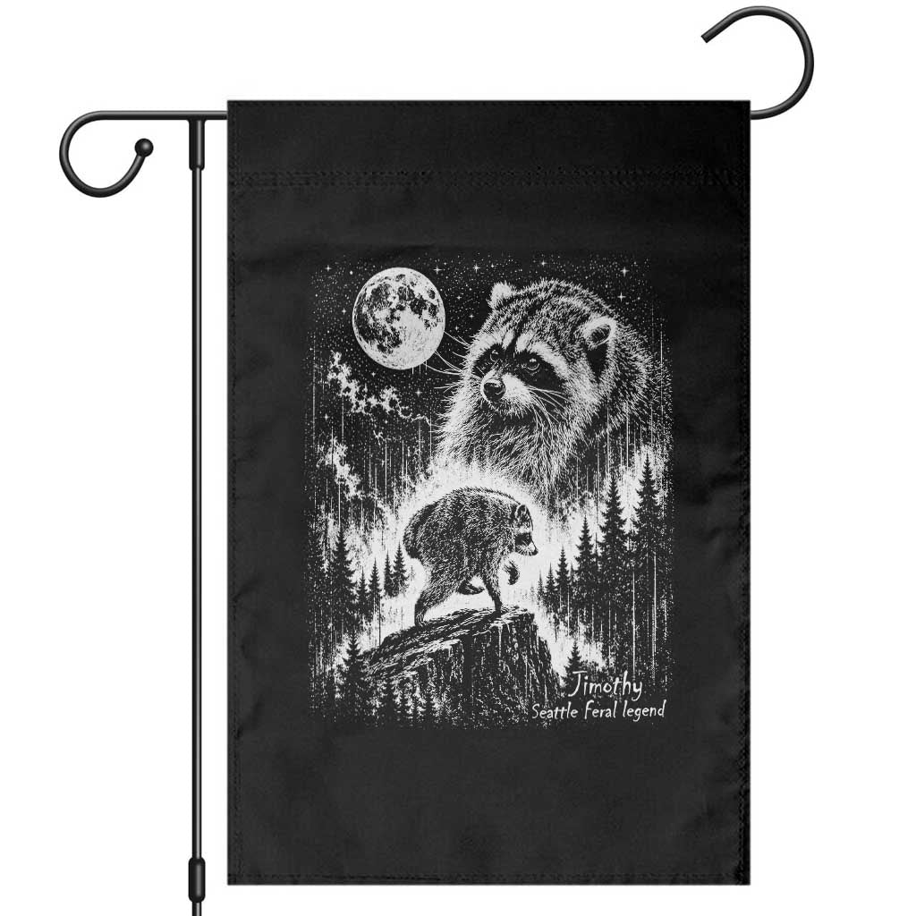 Jimothy Three Raccoon Moon Parody Wildlife Graphic Garden Flag Vintage Seattle Feral Legend Trash Panda Meme TS02 Black Print Your Wear