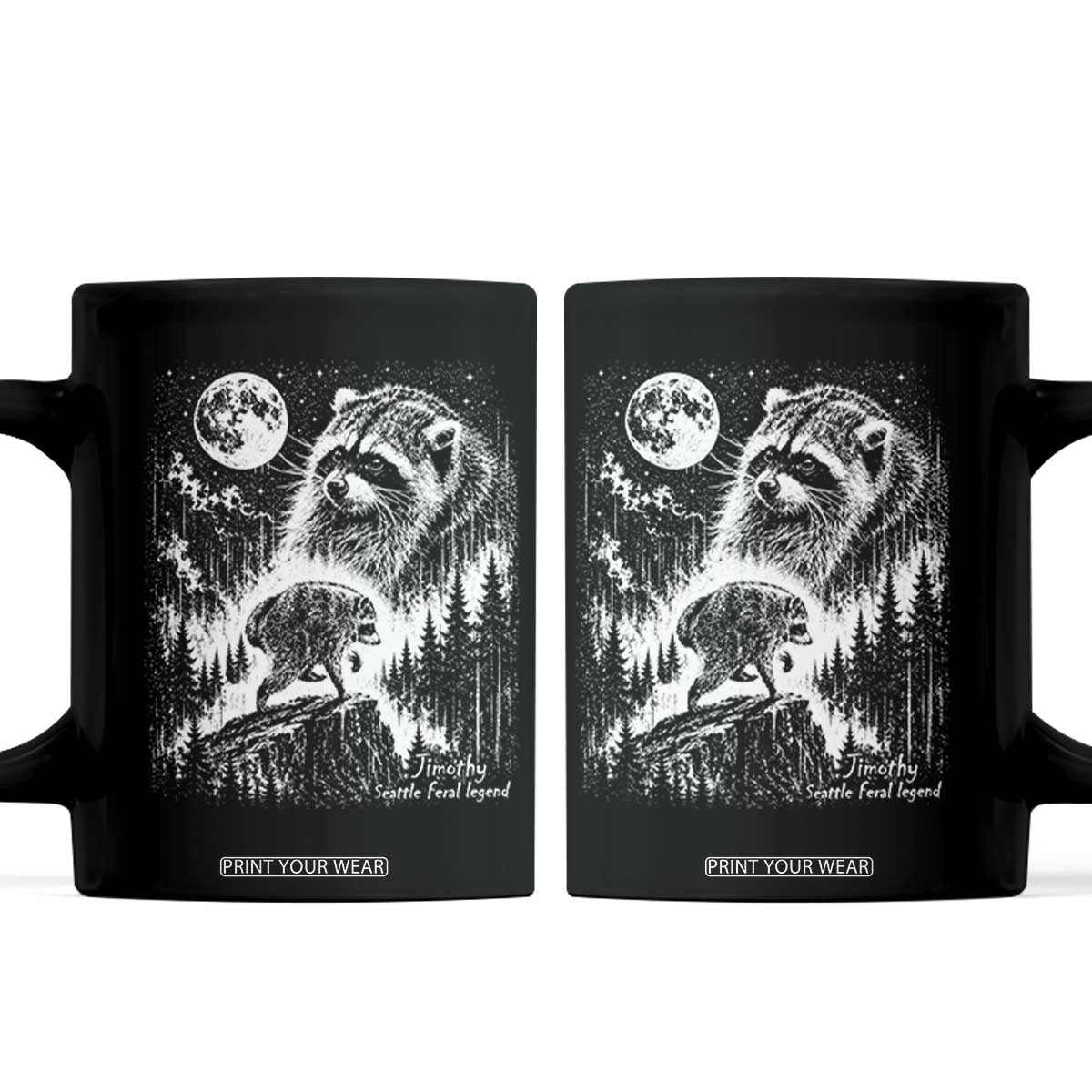 Jimothy Three Raccoon Moon Parody Wildlife Graphic Coffee Mug Vintage Seattle Feral Legend Trash Panda Meme