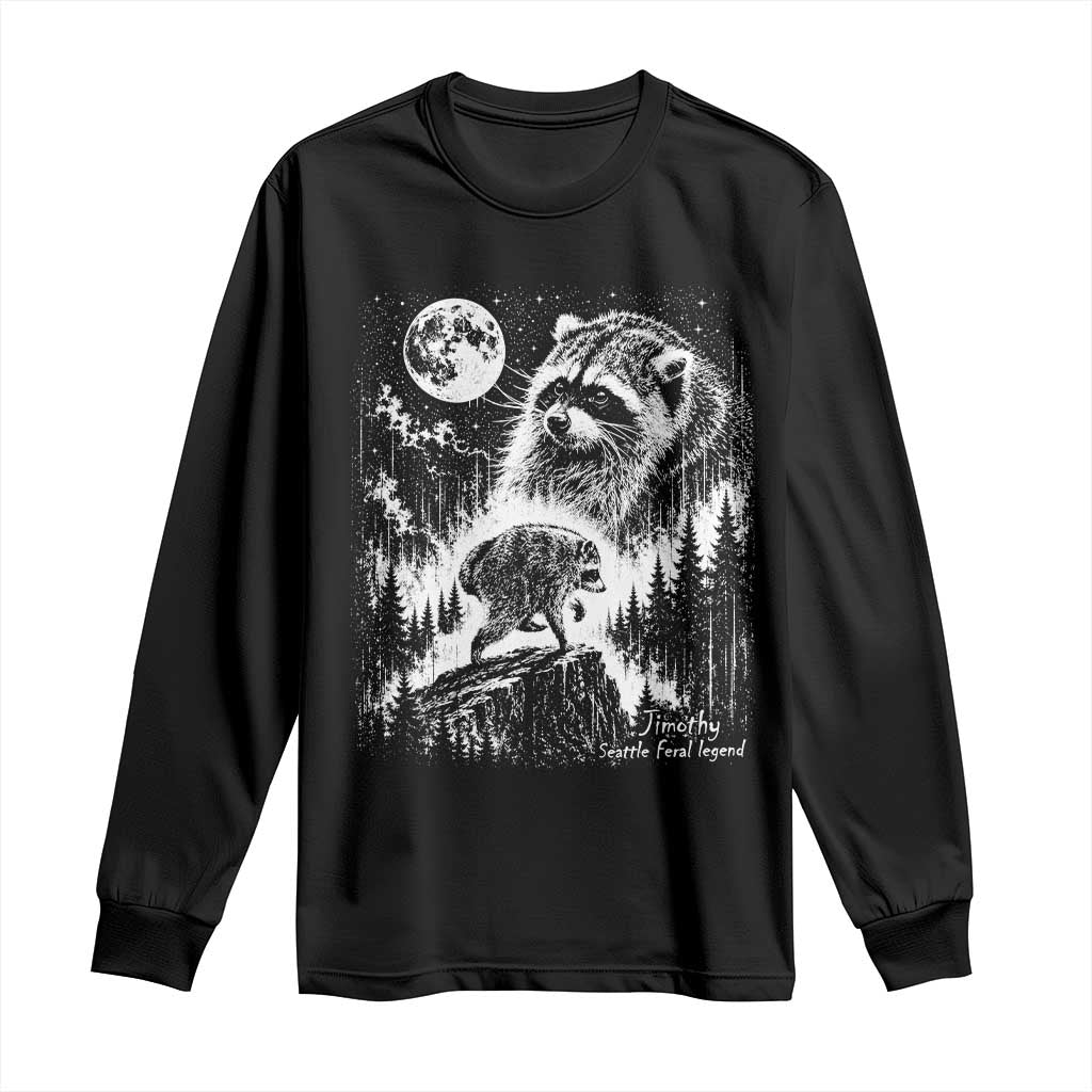 Jimothy Three Raccoon Moon Parody Wildlife Graphic Long Sleeve Shirt Vintage Seattle Feral Legend Trash Panda Meme