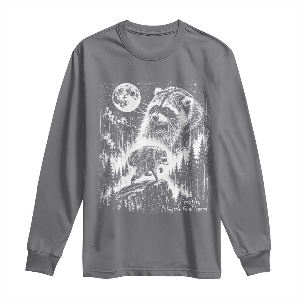 Jimothy Three Raccoon Moon Parody Wildlife Graphic Long Sleeve Shirt Vintage Seattle Feral Legend Trash Panda Meme