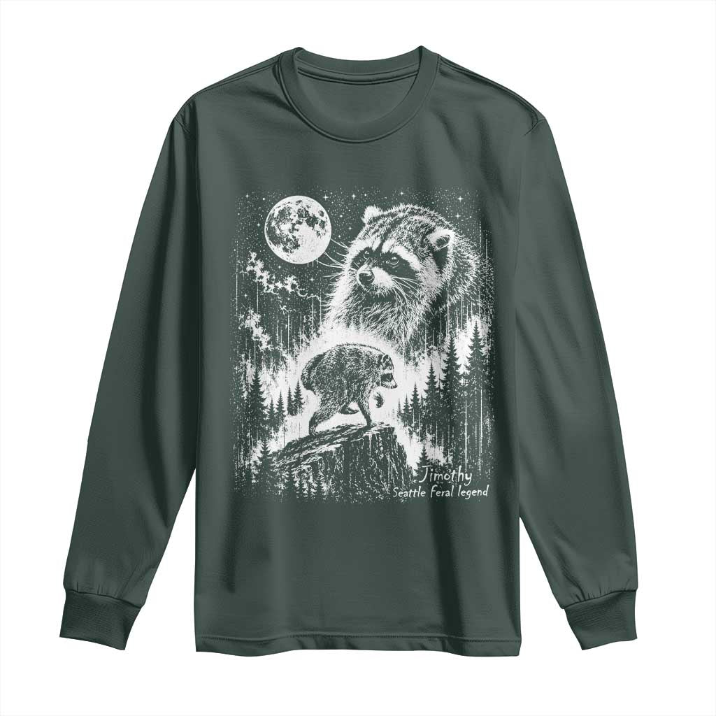 Jimothy Three Raccoon Moon Parody Wildlife Graphic Long Sleeve Shirt Vintage Seattle Feral Legend Trash Panda Meme