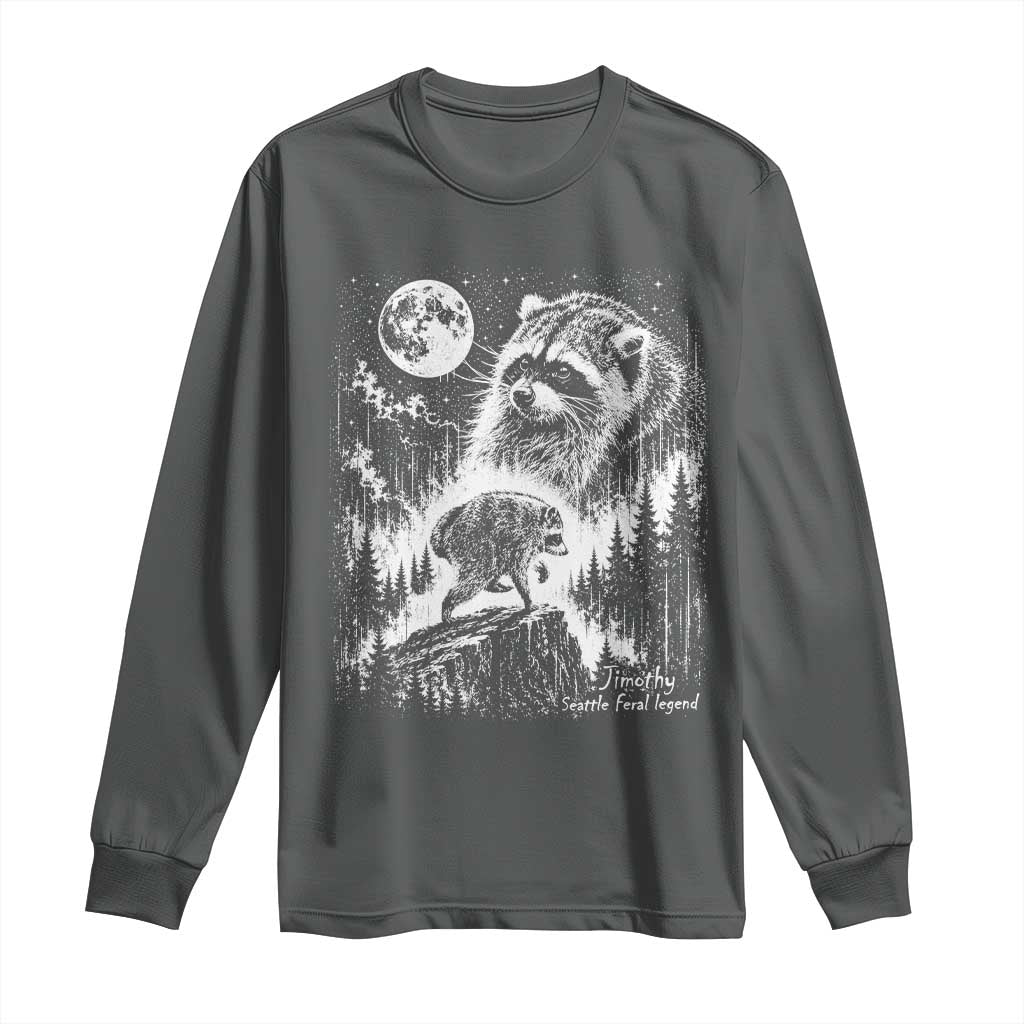 Jimothy Three Raccoon Moon Parody Wildlife Graphic Long Sleeve Shirt Vintage Seattle Feral Legend Trash Panda Meme