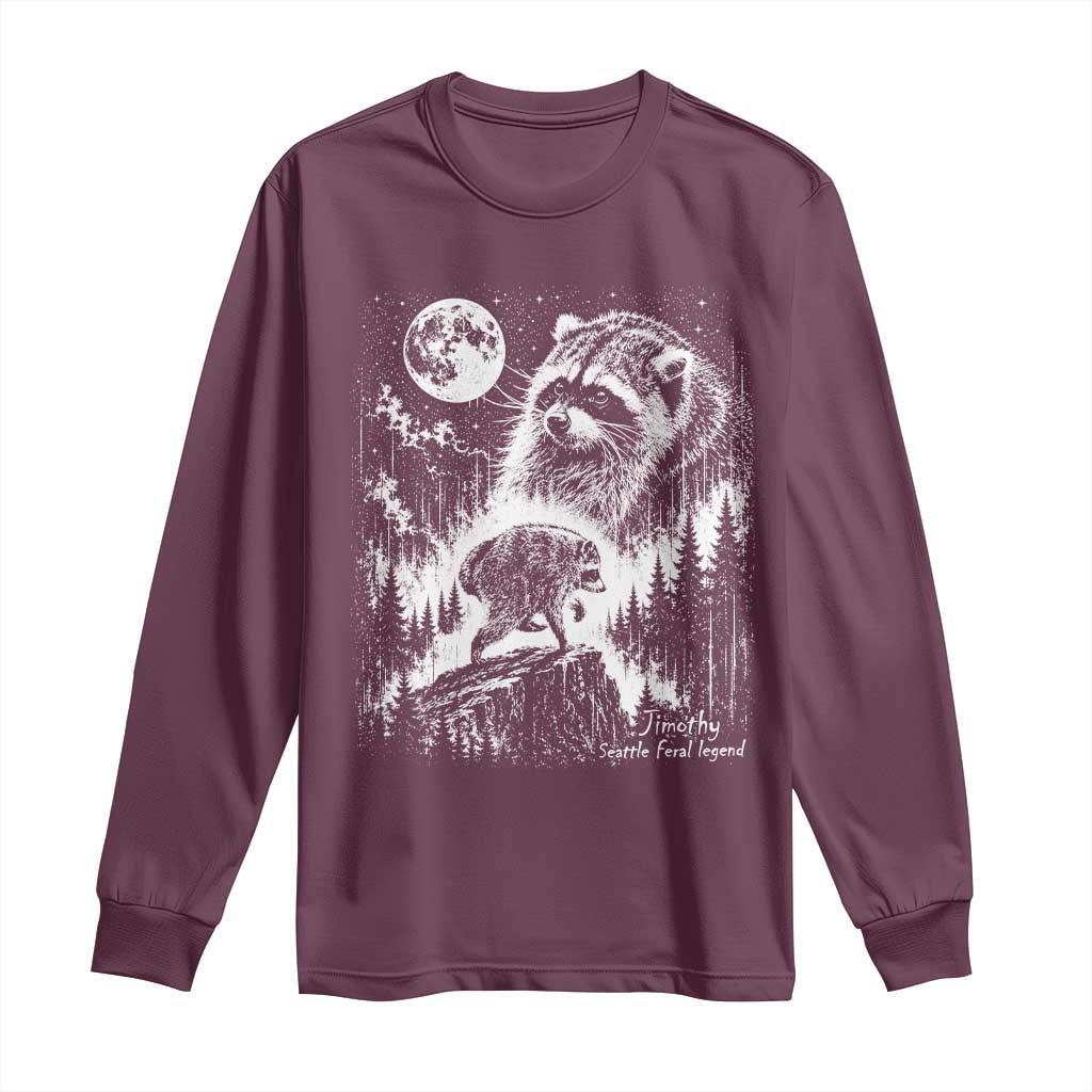 Jimothy Three Raccoon Moon Parody Wildlife Graphic Long Sleeve Shirt Vintage Seattle Feral Legend Trash Panda Meme