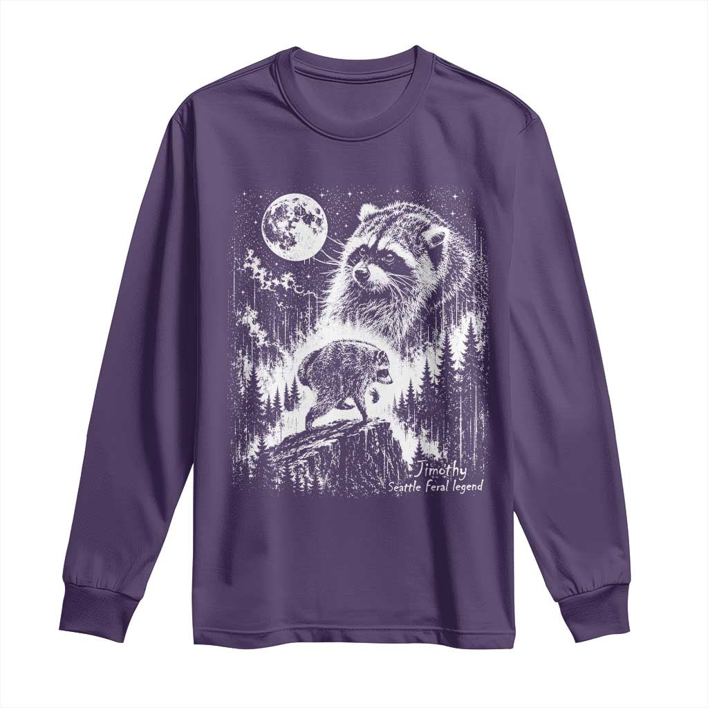 Jimothy Three Raccoon Moon Parody Wildlife Graphic Long Sleeve Shirt Vintage Seattle Feral Legend Trash Panda Meme