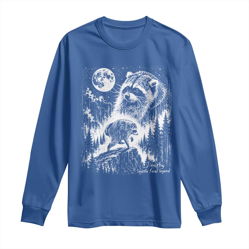 Jimothy Three Raccoon Moon Parody Wildlife Graphic Long Sleeve Shirt Vintage Seattle Feral Legend Trash Panda Meme