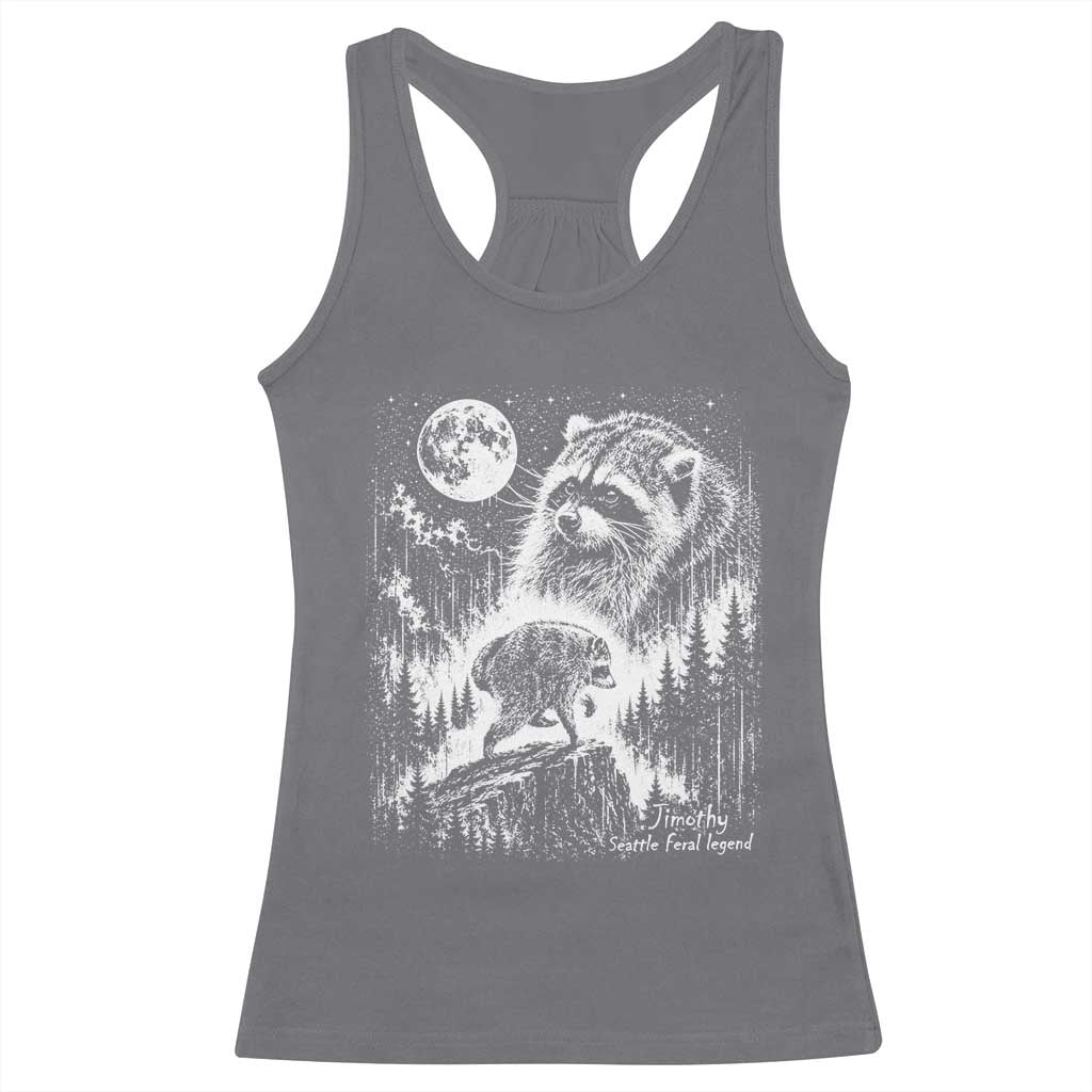 Jimothy Three Raccoon Moon Parody Wildlife Graphic Racerback Tank Top Vintage Seattle Feral Legend Trash Panda Meme