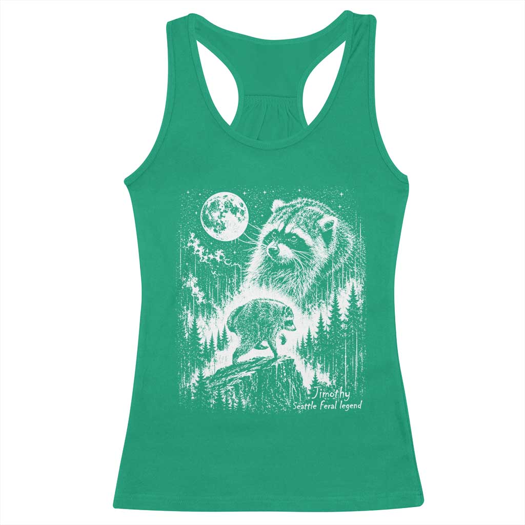 Jimothy Three Raccoon Moon Parody Wildlife Graphic Racerback Tank Top Vintage Seattle Feral Legend Trash Panda Meme
