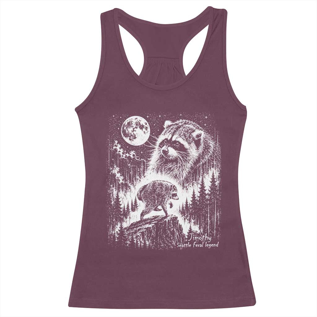 Jimothy Three Raccoon Moon Parody Wildlife Graphic Racerback Tank Top Vintage Seattle Feral Legend Trash Panda Meme