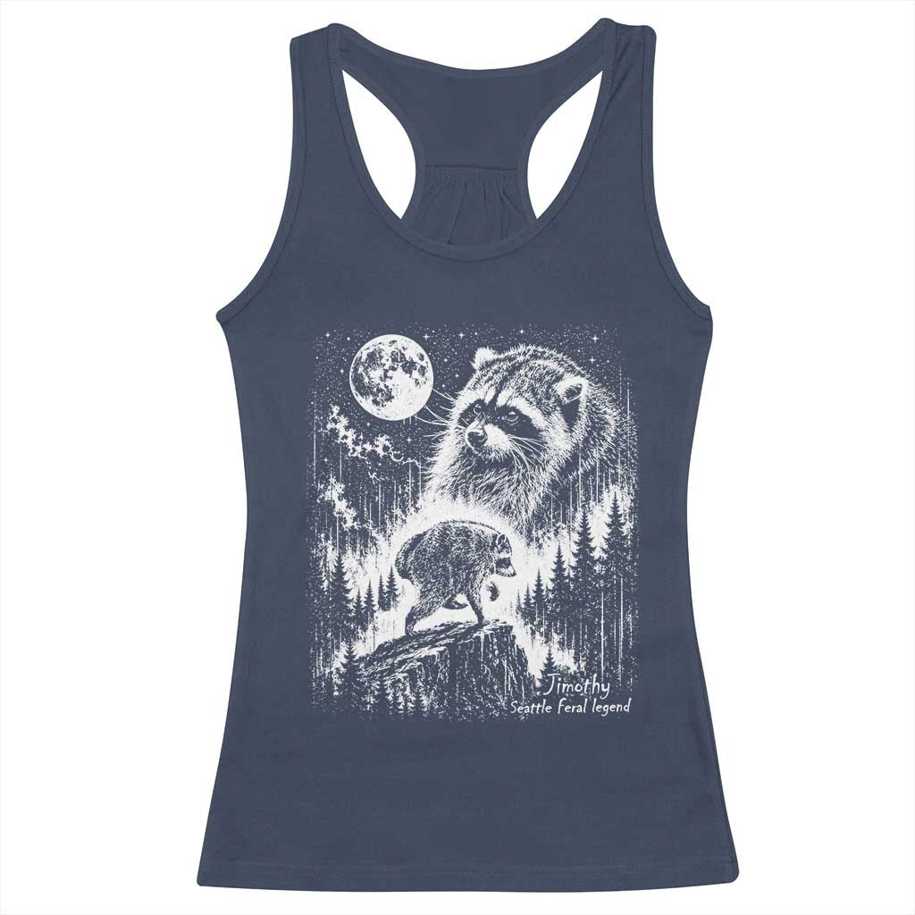 Jimothy Three Raccoon Moon Parody Wildlife Graphic Racerback Tank Top Vintage Seattle Feral Legend Trash Panda Meme