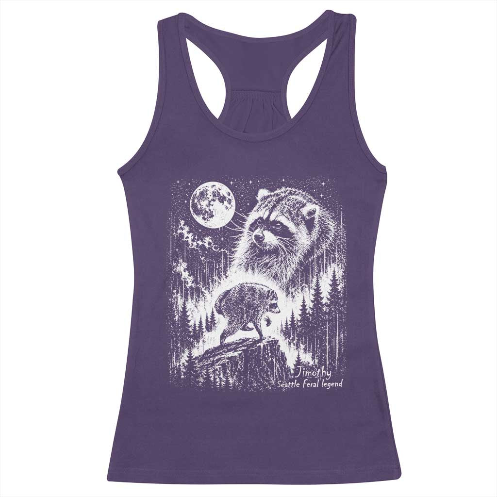 Jimothy Three Raccoon Moon Parody Wildlife Graphic Racerback Tank Top Vintage Seattle Feral Legend Trash Panda Meme