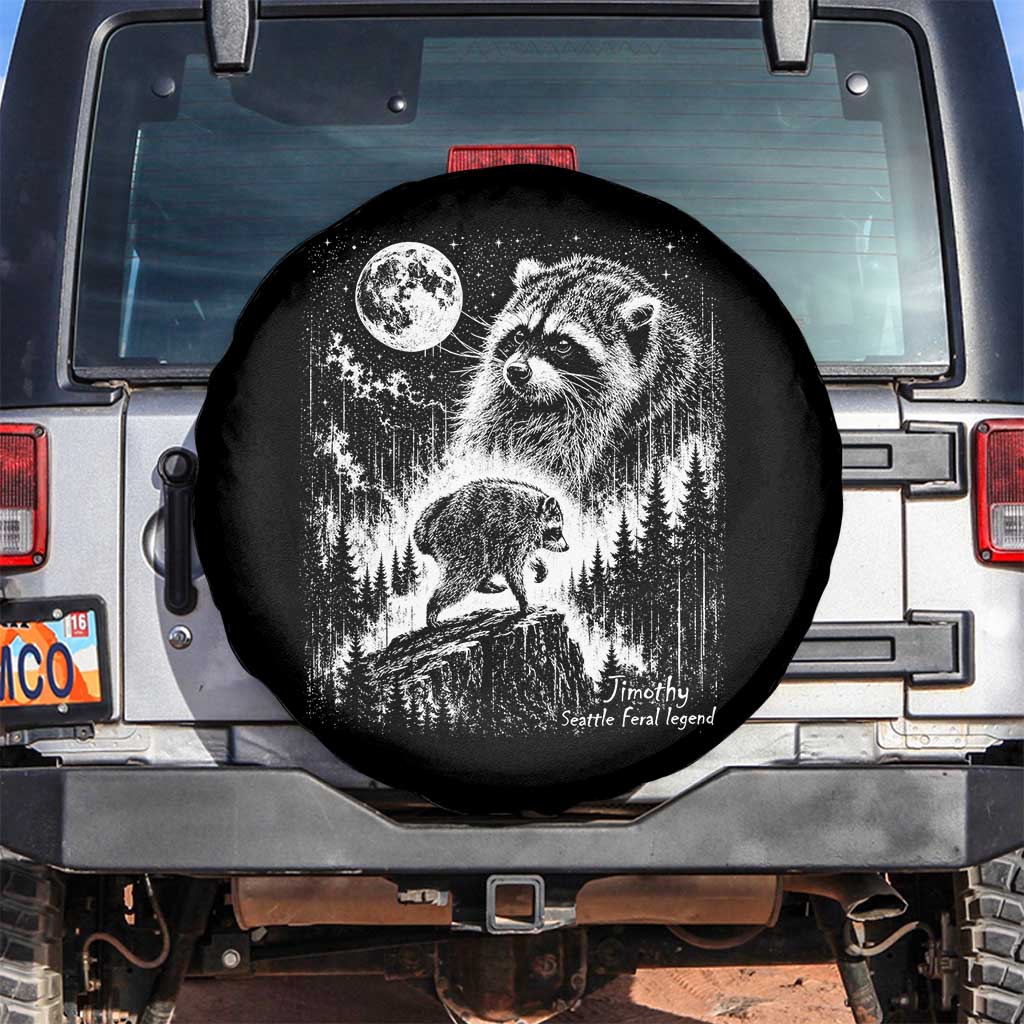 Jimothy Three Raccoon Moon Parody Wildlife Graphic Spare Tire Cover Vintage Seattle Feral Legend Trash Panda Meme TS02 No hole Black Print Your Wear