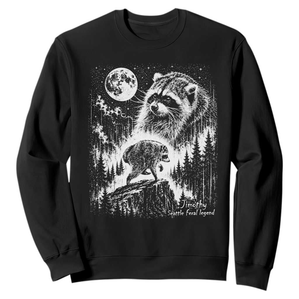 Jimothy Three Raccoon Moon Parody Wildlife Graphic Sweatshirt Vintage Seattle Feral Legend Trash Panda Meme