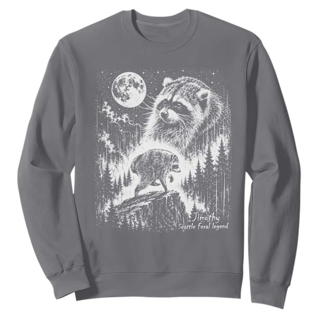Jimothy Three Raccoon Moon Parody Wildlife Graphic Sweatshirt Vintage Seattle Feral Legend Trash Panda Meme