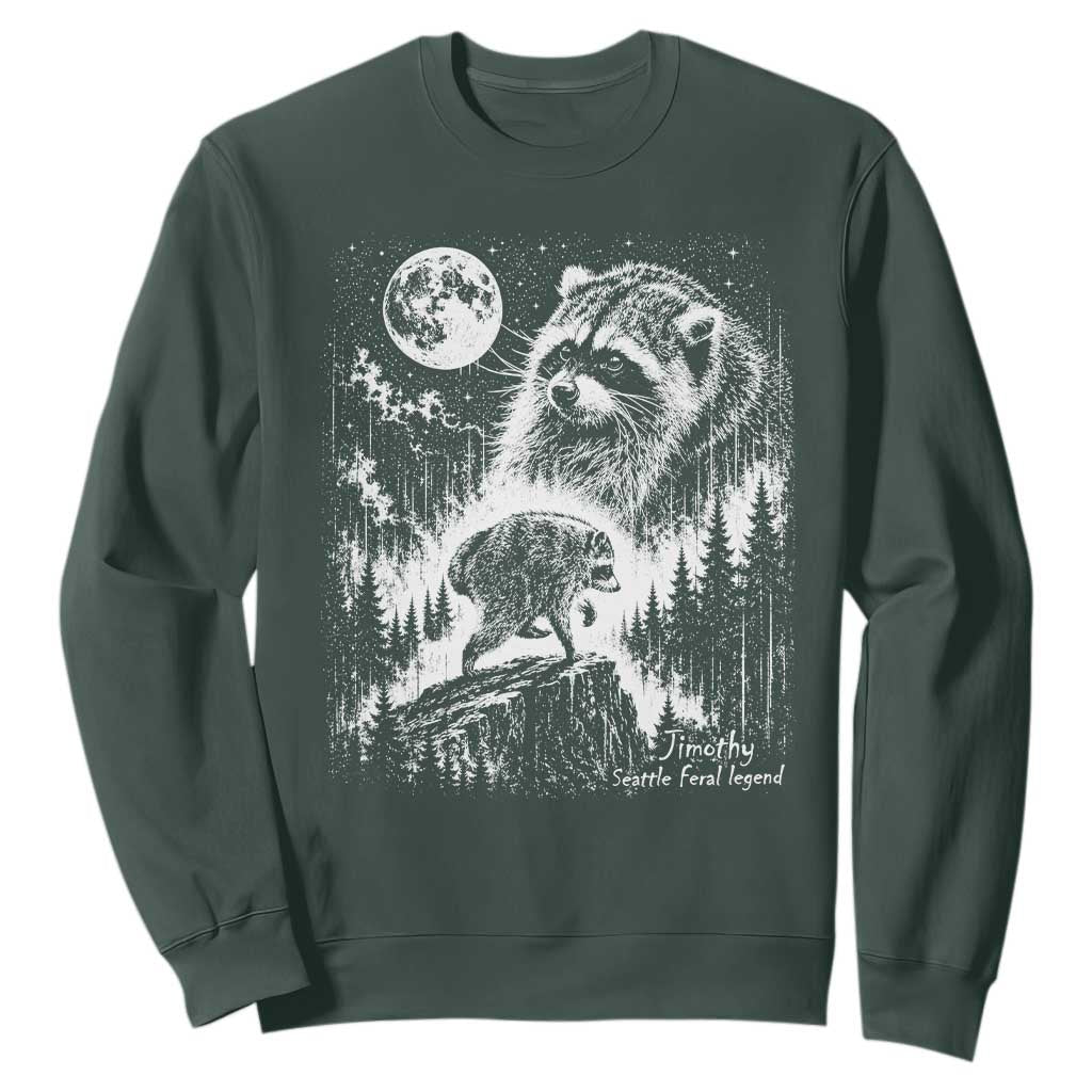 Jimothy Three Raccoon Moon Parody Wildlife Graphic Sweatshirt Vintage Seattle Feral Legend Trash Panda Meme