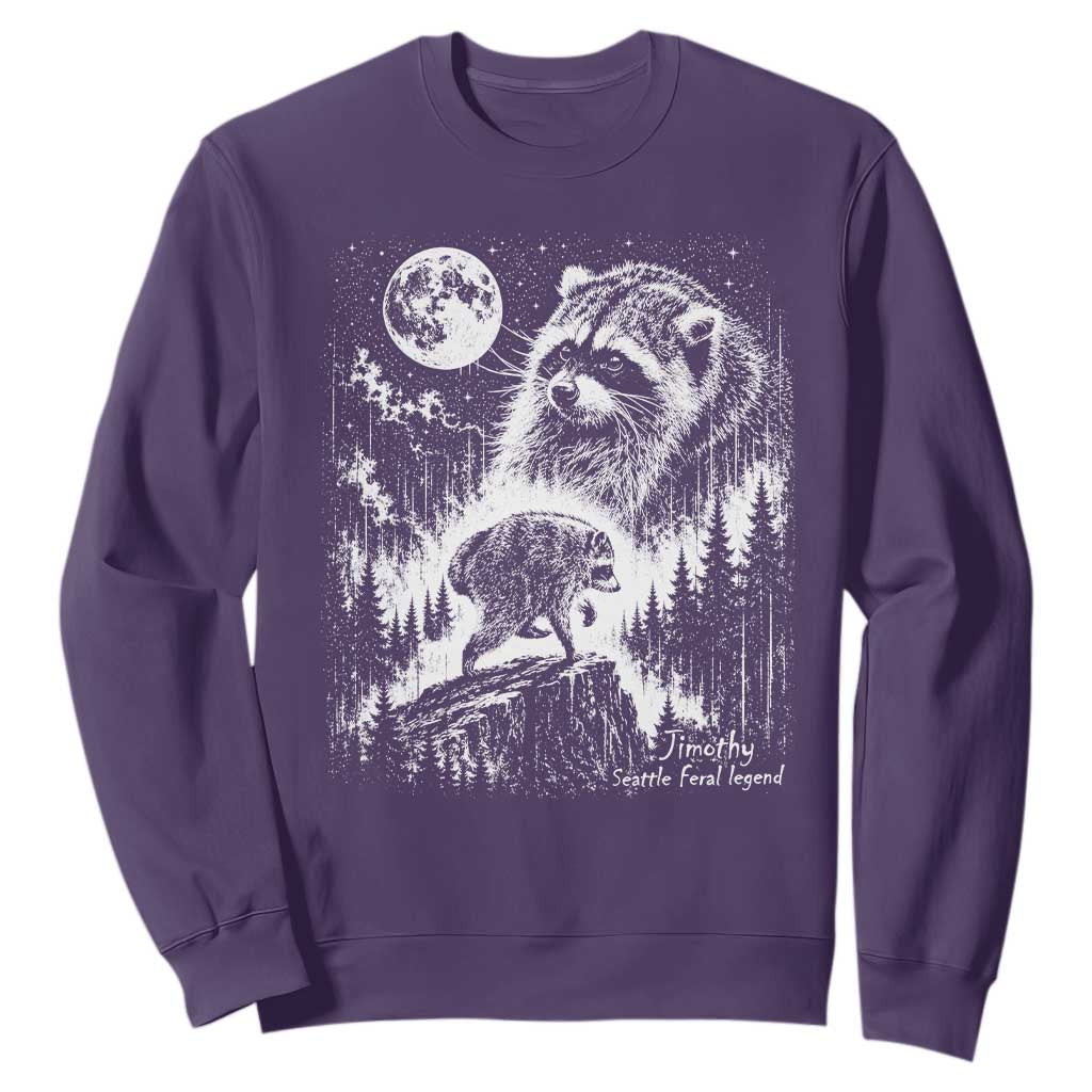 Jimothy Three Raccoon Moon Parody Wildlife Graphic Sweatshirt Vintage Seattle Feral Legend Trash Panda Meme