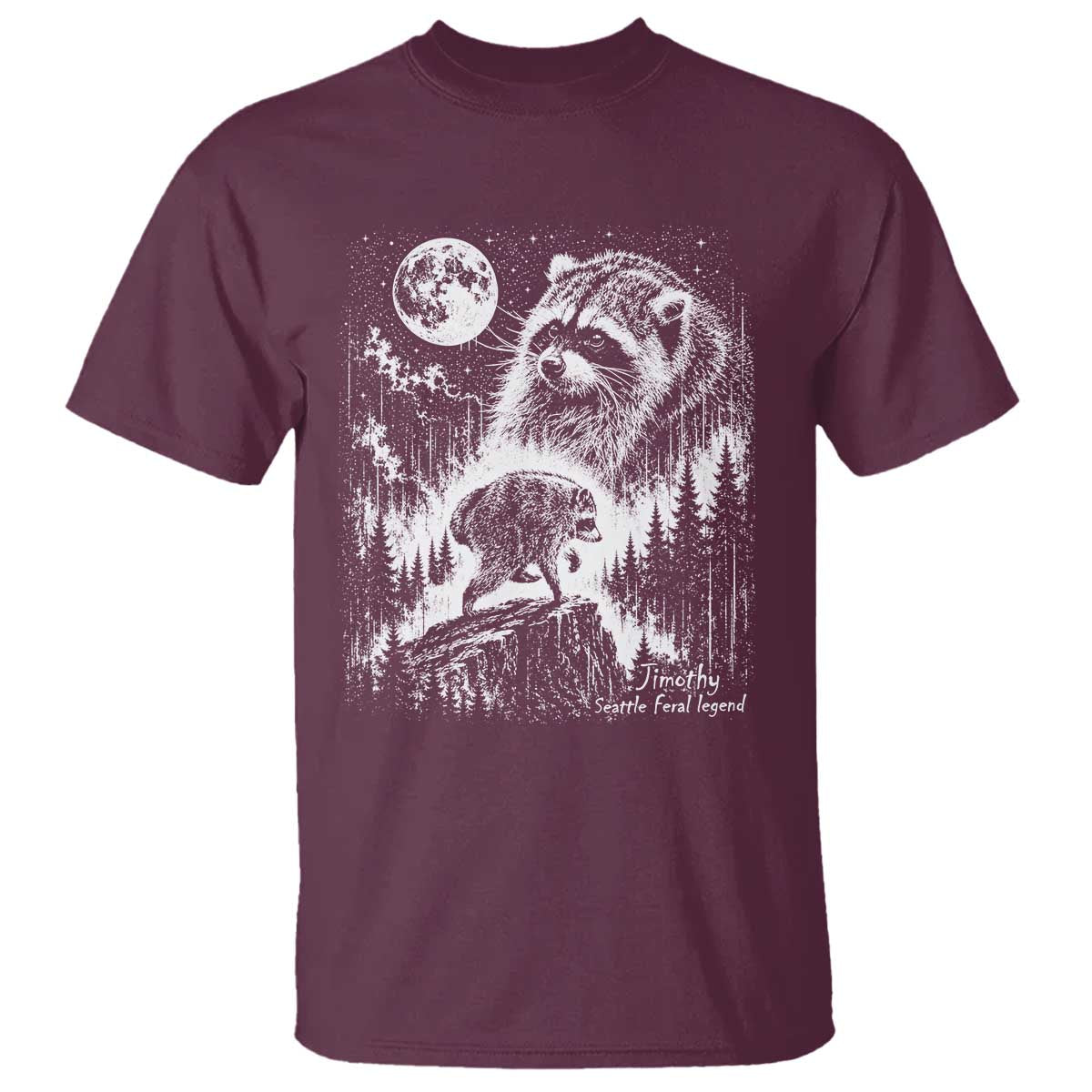 Jimothy Three Raccoon Moon Parody Wildlife Graphic T Shirt Vintage Seattle Feral Legend Trash Panda Meme
