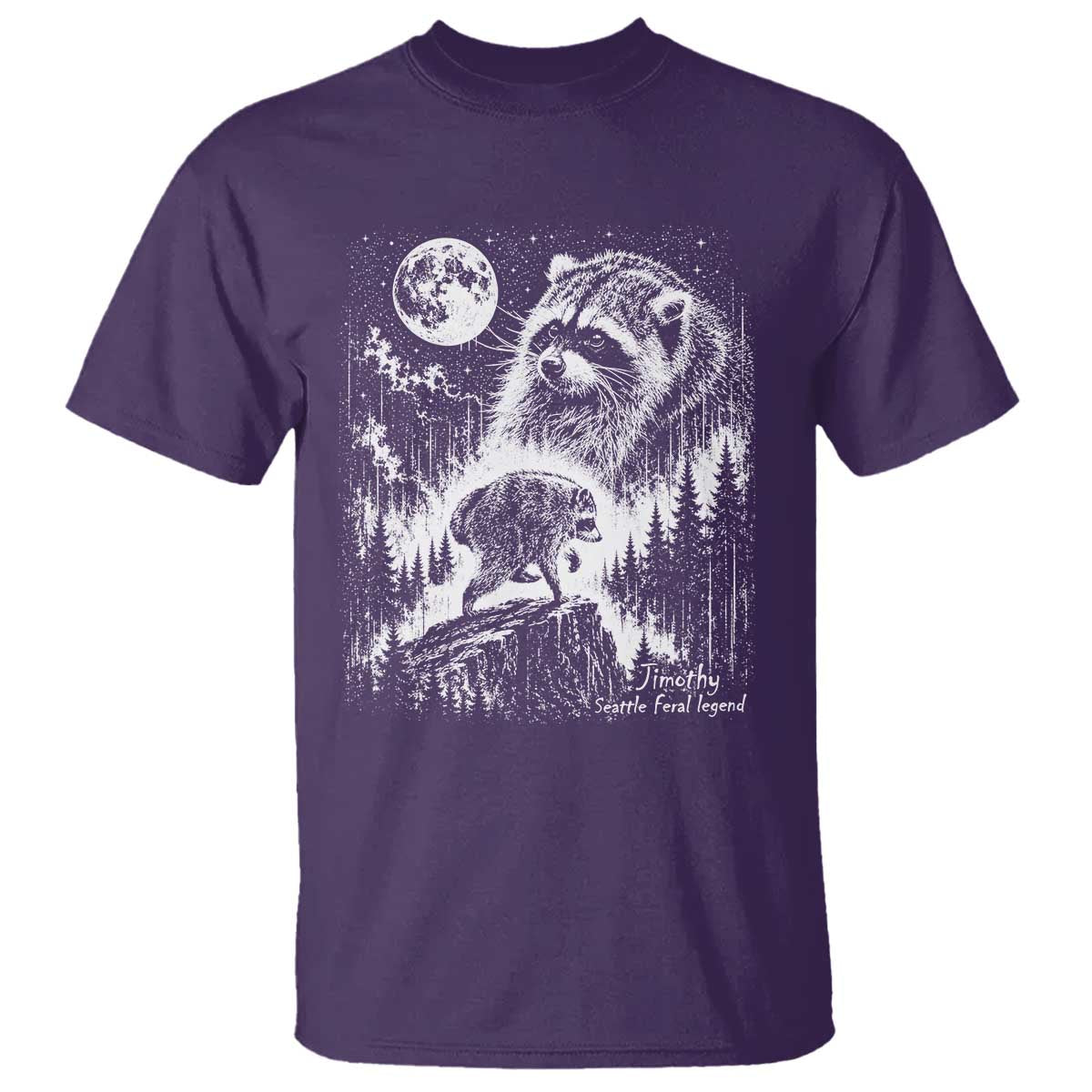 Jimothy Three Raccoon Moon Parody Wildlife Graphic T Shirt Vintage Seattle Feral Legend Trash Panda Meme