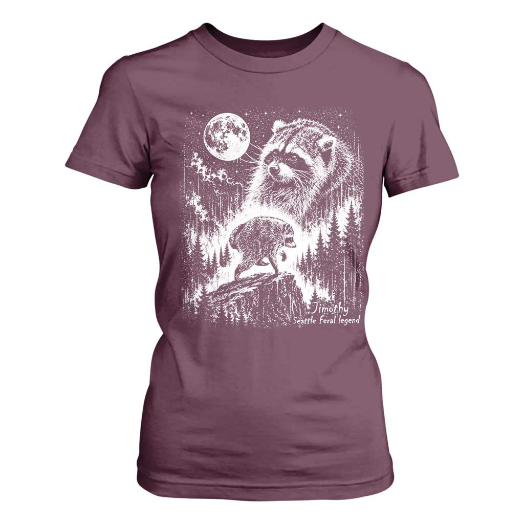 Jimothy Three Raccoon Moon Parody Wildlife Graphic T Shirt For Women Vintage Seattle Feral Legend Trash Panda Meme