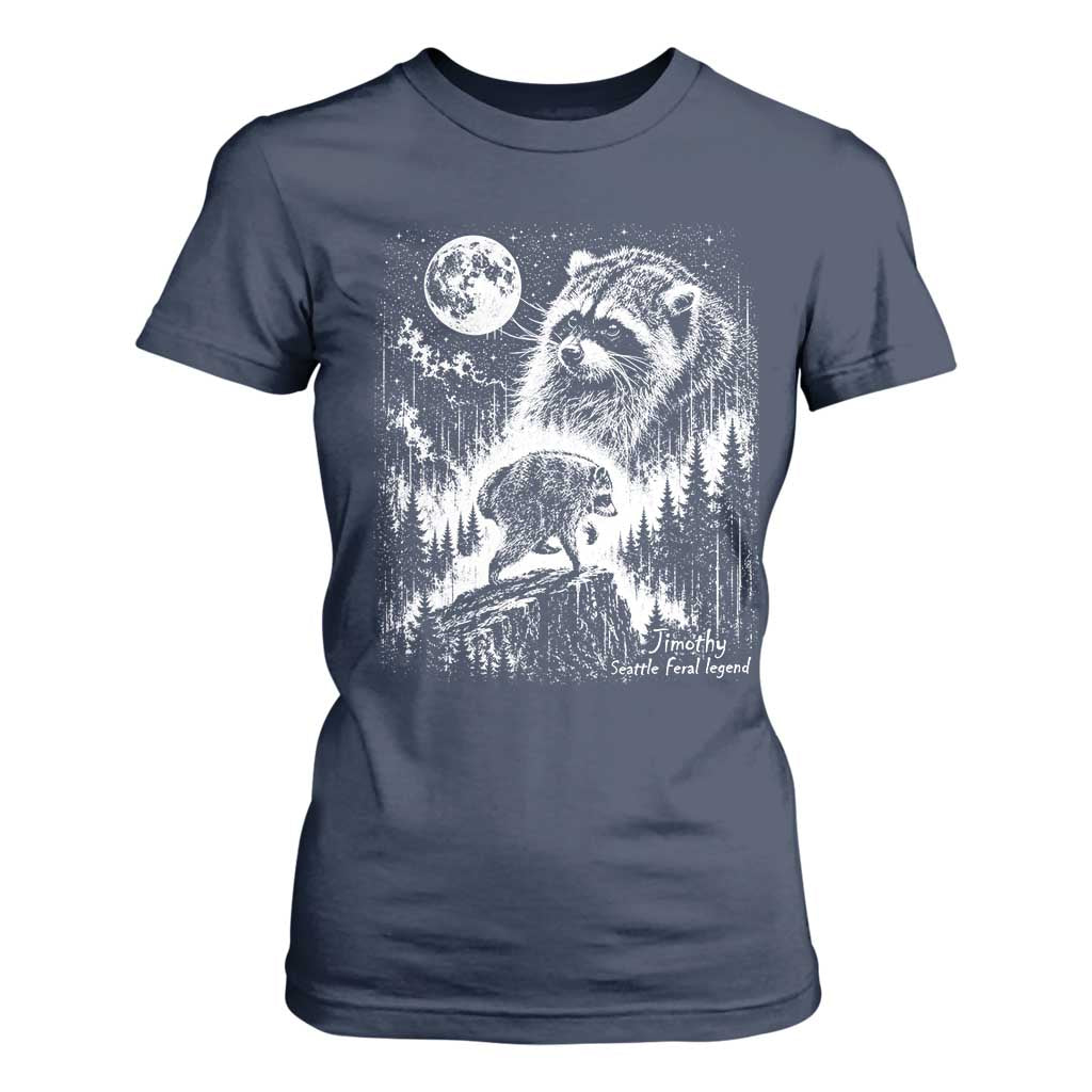 Jimothy Three Raccoon Moon Parody Wildlife Graphic T Shirt For Women Vintage Seattle Feral Legend Trash Panda Meme