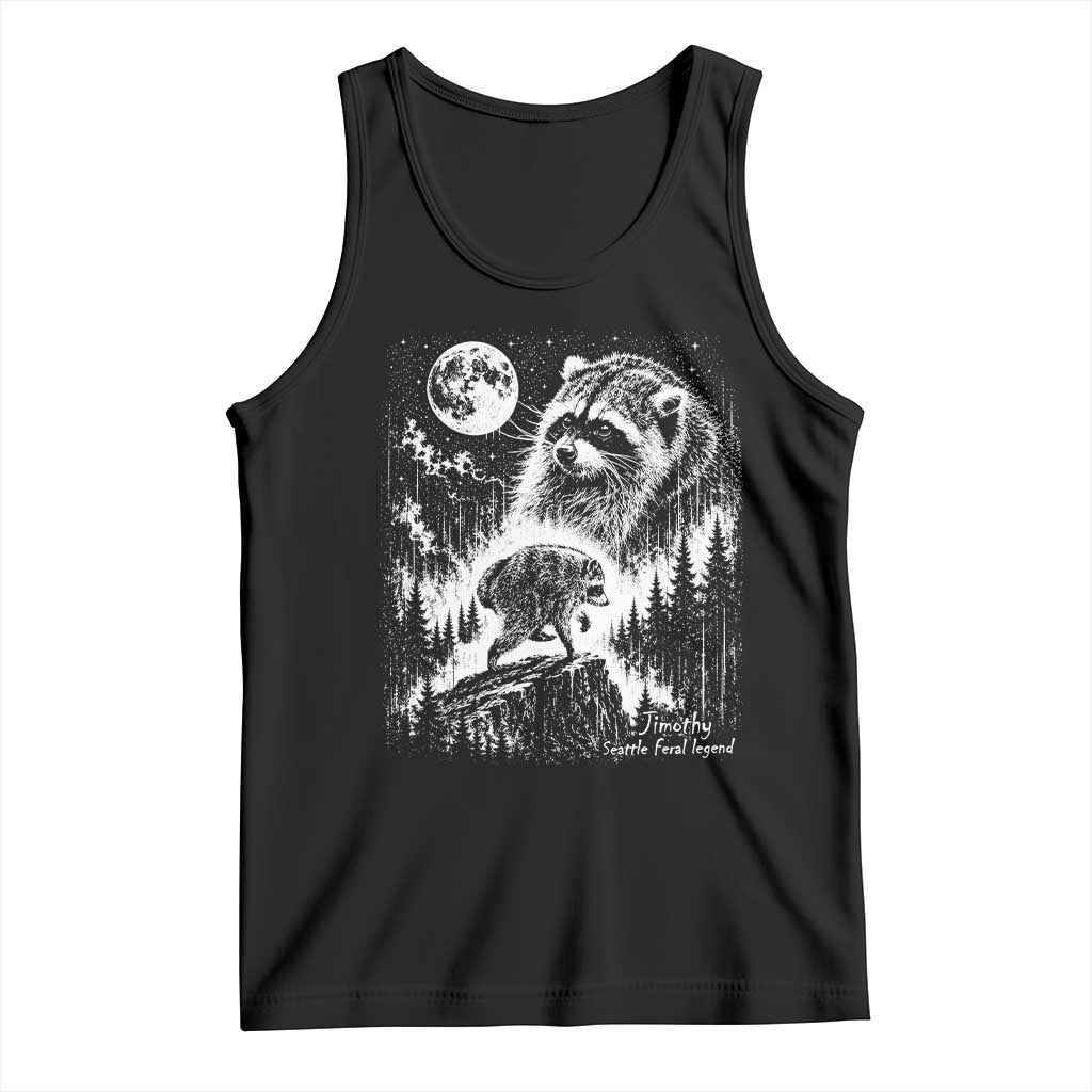 Jimothy Three Raccoon Moon Parody Wildlife Graphic Tank Top Vintage Seattle Feral Legend Trash Panda Meme TS02 Black Print Your Wear