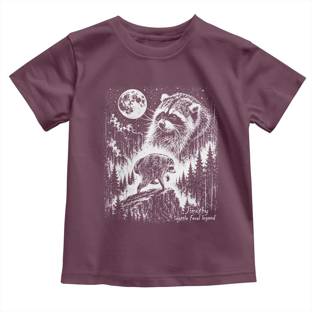 Jimothy Three Raccoon Moon Parody Wildlife Graphic Toddler T Shirt Vintage Seattle Feral Legend Trash Panda Meme