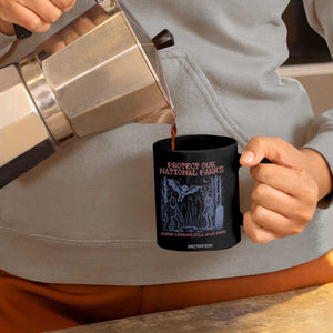Protect Our National Parks Funny Cryptid Society Vintage Graphic Coffee Mug Bigfoot Mothman Wendigo Where Legends Still Roam Free
