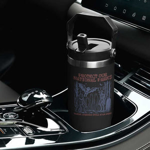 Protect Our National Parks Funny Cryptid Society Vintage Graphic Flip Straw Tumbler Bigfoot Mothman Wendigo Where Legends Still Roam Free
