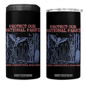 Protect Our National Parks Funny Cryptid Society Vintage Graphic 4 in 1 Can Cooler Tumbler Bigfoot Mothman Wendigo Where Legends Still Roam Free
