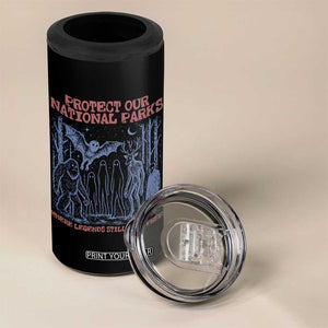 Protect Our National Parks Funny Cryptid Society Vintage Graphic 4 in 1 Can Cooler Tumbler Bigfoot Mothman Wendigo Where Legends Still Roam Free