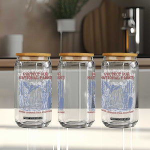 Protect Our National Parks Funny Cryptid Society Vintage Graphic Glass Can Bigfoot Mothman Wendigo Where Legends Still Roam Free