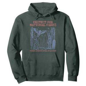 Protect Our National Parks Funny Cryptid Society Vintage Graphic Hoodie Bigfoot Mothman Wendigo Where Legends Still Roam Free