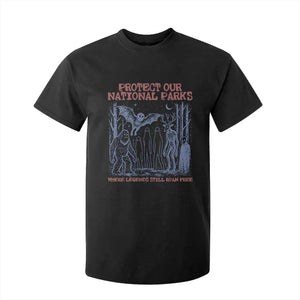 Protect Our National Parks Funny Cryptid Society Vintage Graphic T Shirt For Kid Bigfoot Mothman Wendigo Where Legends Still Roam Free
