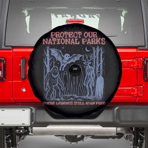 Protect Our National Parks Funny Cryptid Society Vintage Graphic Spare Tire Cover Bigfoot Mothman Wendigo Where Legends Still Roam Free